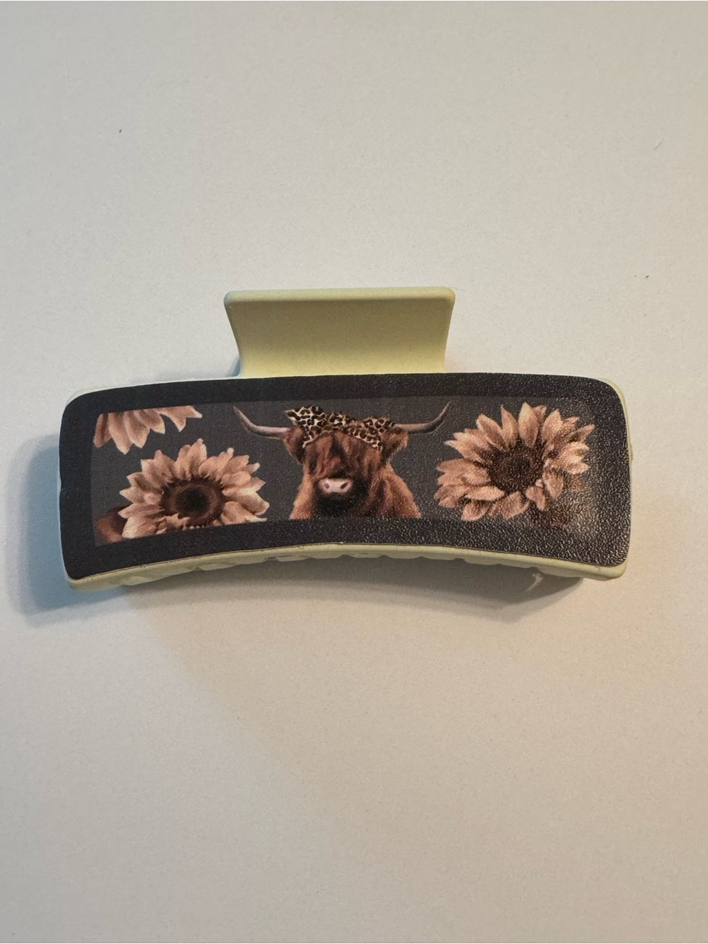 Boho Country Western Floral Highland Cow Claw Clip